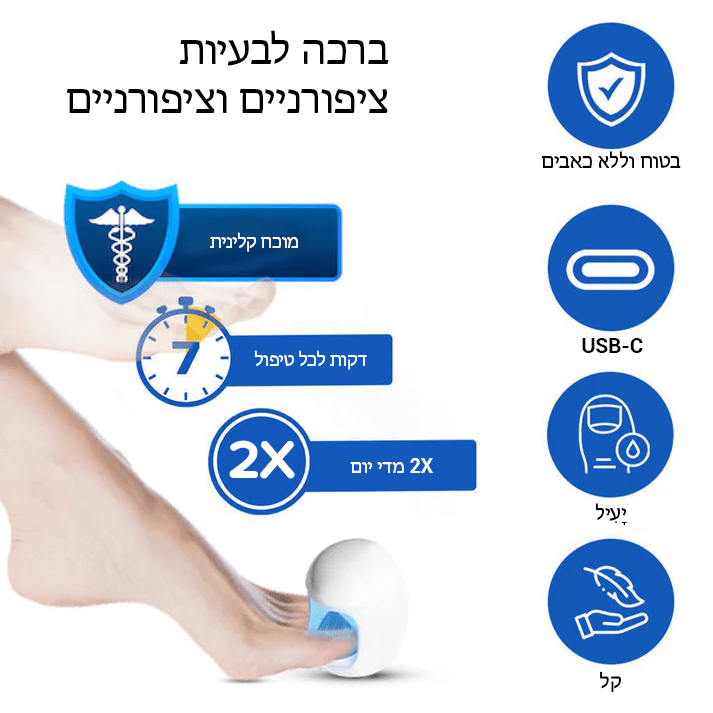 FungiFree™ מכשיר הקלה בלייזר לניקוי פטרת ציפורניים